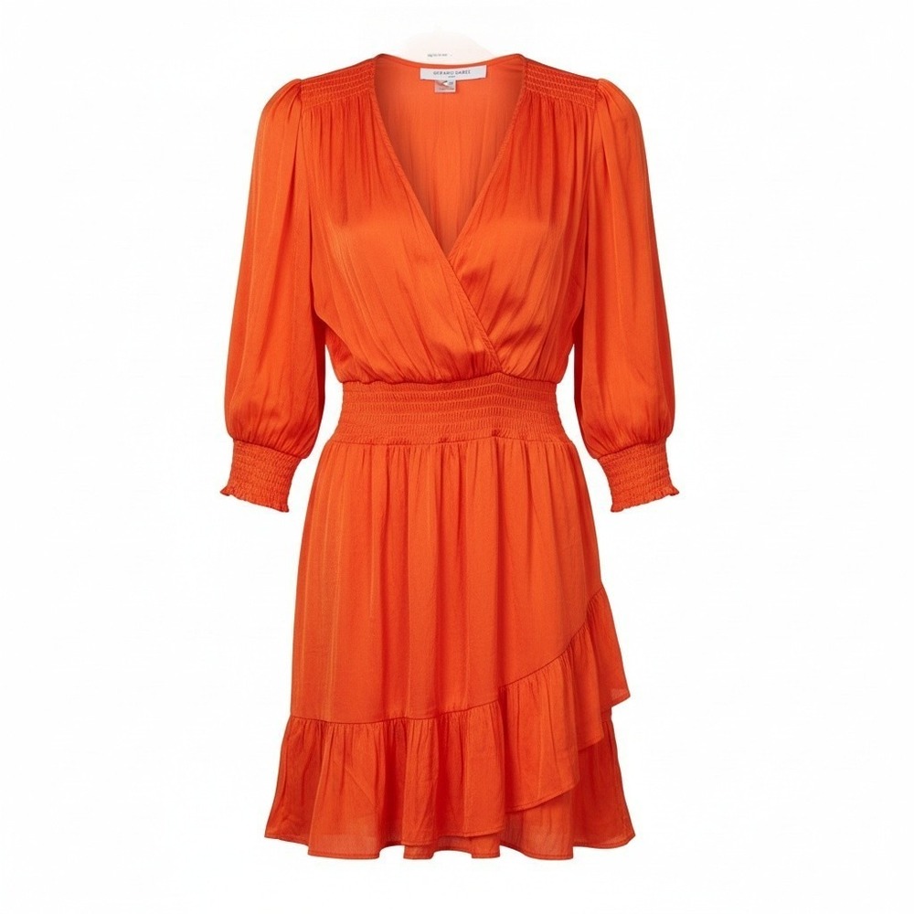 NWT Gerard Darel Joris Coral Orange Ruffle Wrap Dress Size 6